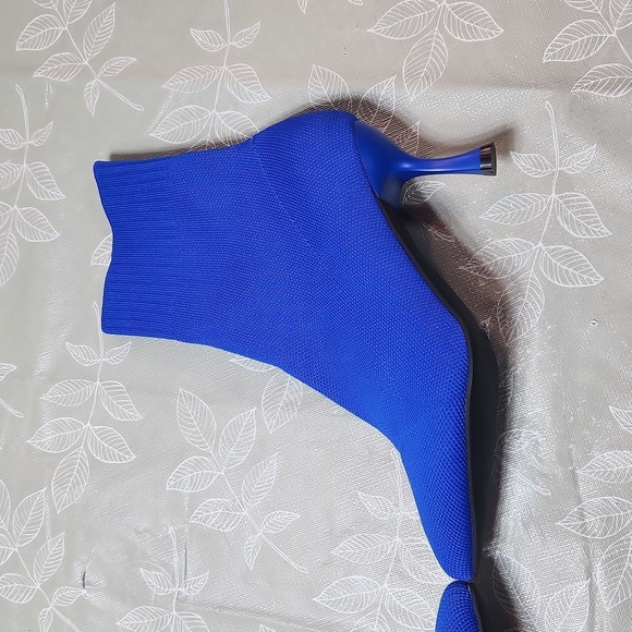 Blue High Heel Knit Boot - Picture 3 of 8